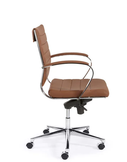 Design bureaustoel 1200 lage rug in bruin kunstleder 2 | Kantoormeubelen Nederland