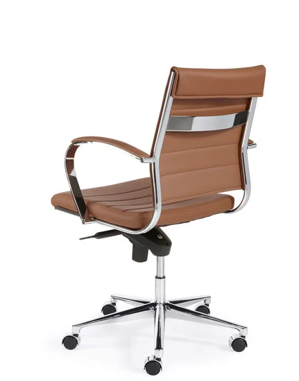 Design bureaustoel 1200 lage rug in bruin kunstleder 3 | Kantoormeubelen Nederland