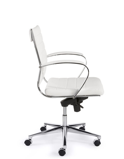 Design bureaustoel 1200 lage rug in wit kunstleder 2 | Kantoormeubelen Nederland