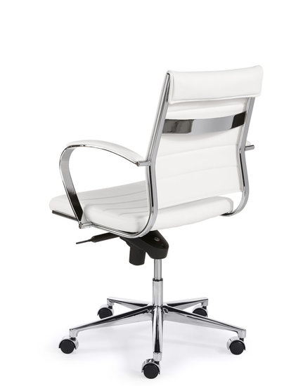 Design bureaustoel 1200 lage rug in wit kunstleder 3 | Kantoormeubelen Nederland