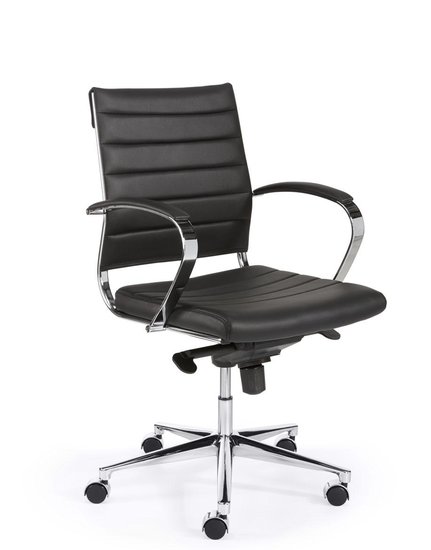 Design bureaustoel 1200 lage rug in zwart kunstleder 1 | Kantoormeubelen Nederland