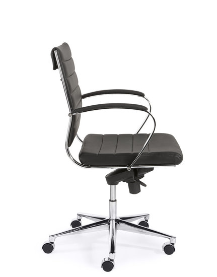 Design bureaustoel 1200 lage rug in zwart kunstleder 2 | Kantoormeubelen Nederland