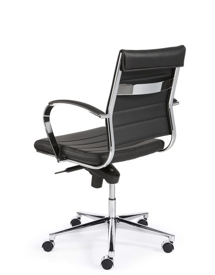 Design bureaustoel 1200 lage rug in zwart kunstleder 3 | Kantoormeubelen Nederland