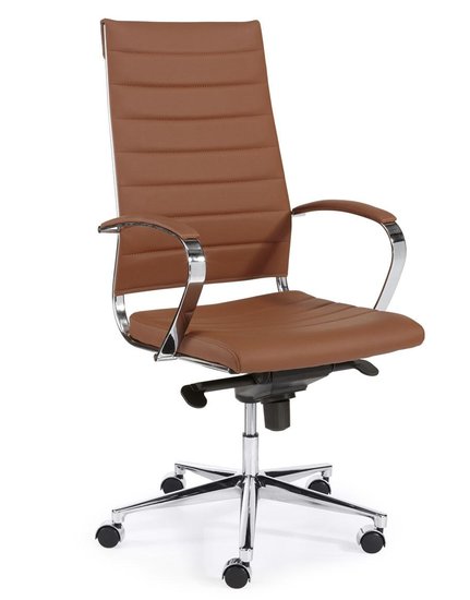 Design bureaustoel 1202 hoge rug in bruin kunstleder 1 | Kantoormeubelen Nederland