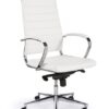 Design bureaustoel 1202 hoge rug in wit kunstleder 1 | Kantoormeubelen Nederland