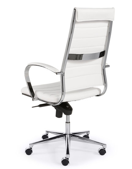 Design bureaustoel 1202 hoge rug in wit kunstleder 3 | Kantoormeubelen Nederland