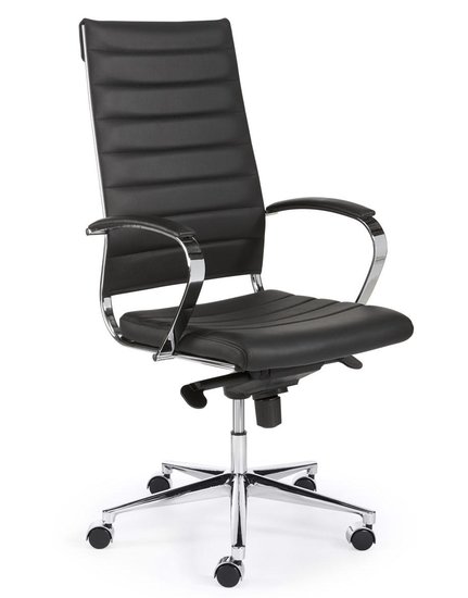 Design bureaustoel 1202 hoge rug in zwart kunstleder 1 | Kantoormeubelen Nederland