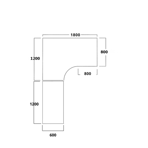 Qbic Hoek links 180 met 120 aanbouwblad 1 | Kantoormeubelen Nederland