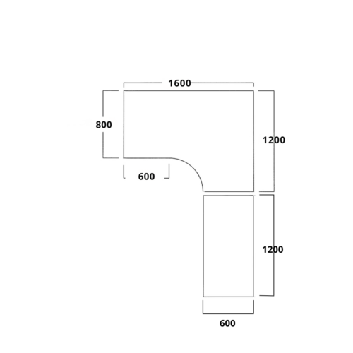 Hoekbureau '2T' rechts 160/80 x 120/60 cm - Afbeelding 12