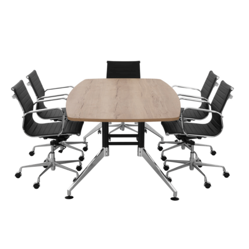 bootvormige vergadertafel eiken