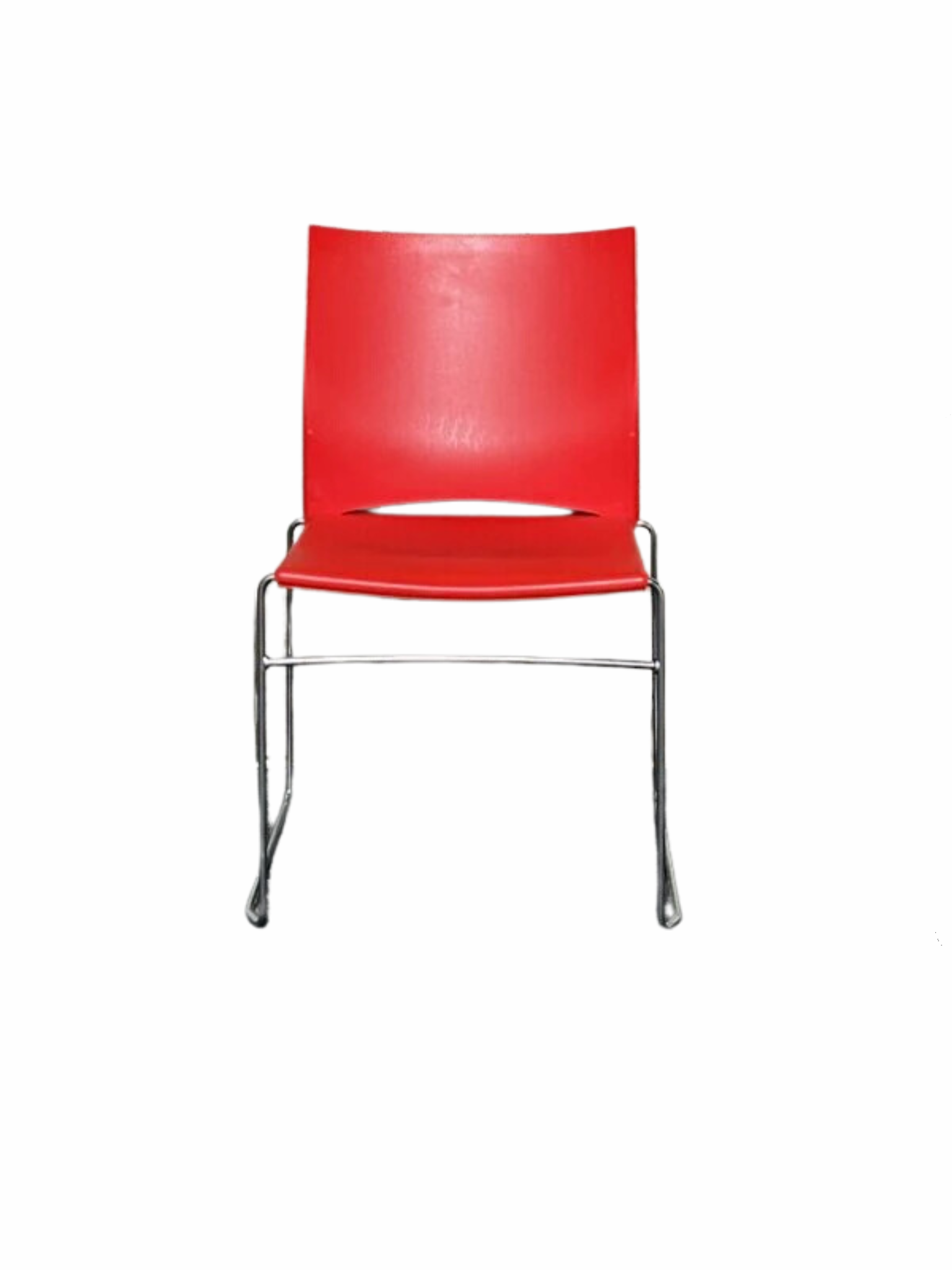 Stapelbare kunststof kantinestoelen kleur rood - Afbeelding 3