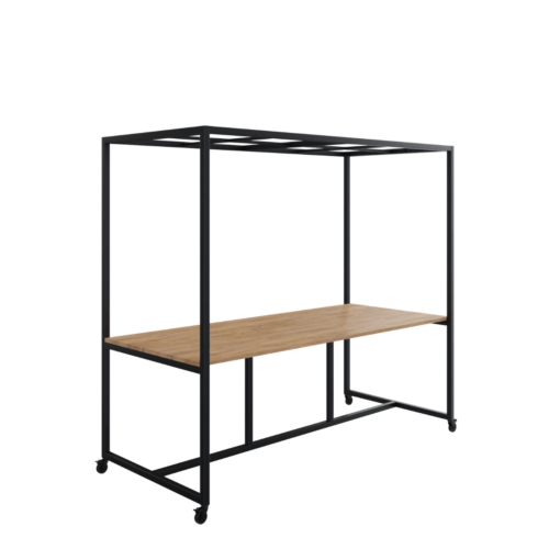 Huislijn Move vergader- en kantinetafel, met rooster dakelement, diverse afmetingen, hoogte 90 cm, inclusief 4 wielen