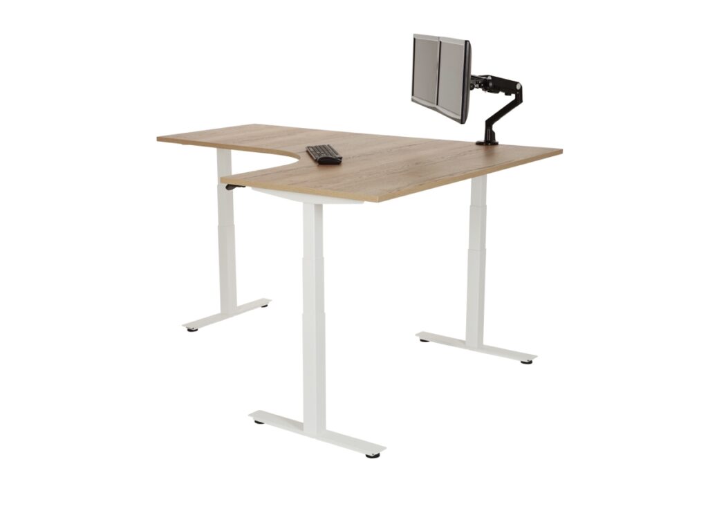 Elektrisch hoekbureau rond YOUP wit eiken10365 20892 | Kantoormeubelen Nederland