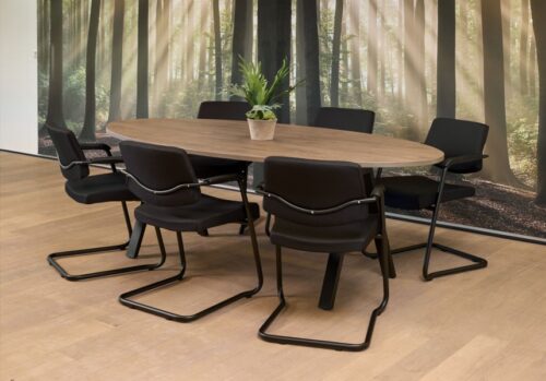 Design vergadertafel met V poot 220x110cm zwart | Kantoormeubelen Nederland