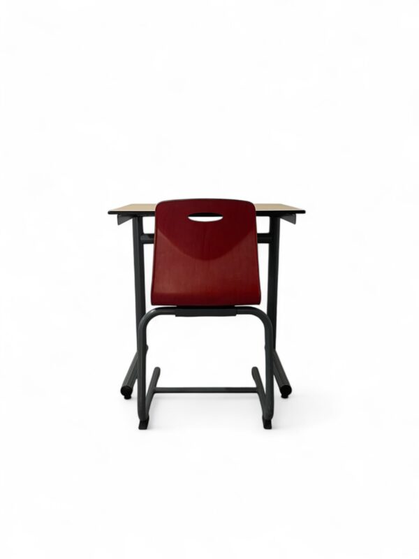 Schoolset Galvanitas antraciete frames, stoel rode pagholtz schaal, tafel met volkern Ahorn blad - Afbeelding 5