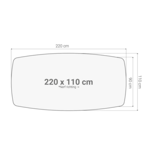Vergadertafel blad bootvormig 220x110cm