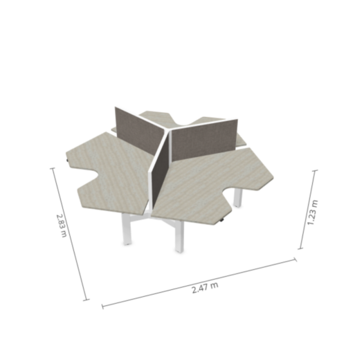 Boemerang tripple werkplek zit sta bureau 3 | Kantoormeubelen Nederland