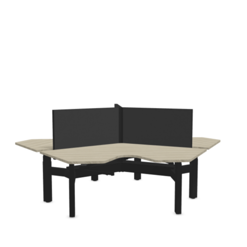 Boemerang tripple werkplek zit sta bureau 5 | Kantoormeubelen Nederland