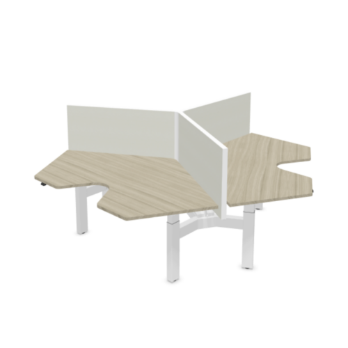 Boemerang tripple werkplek zit sta bureau 6 | Kantoormeubelen Nederland