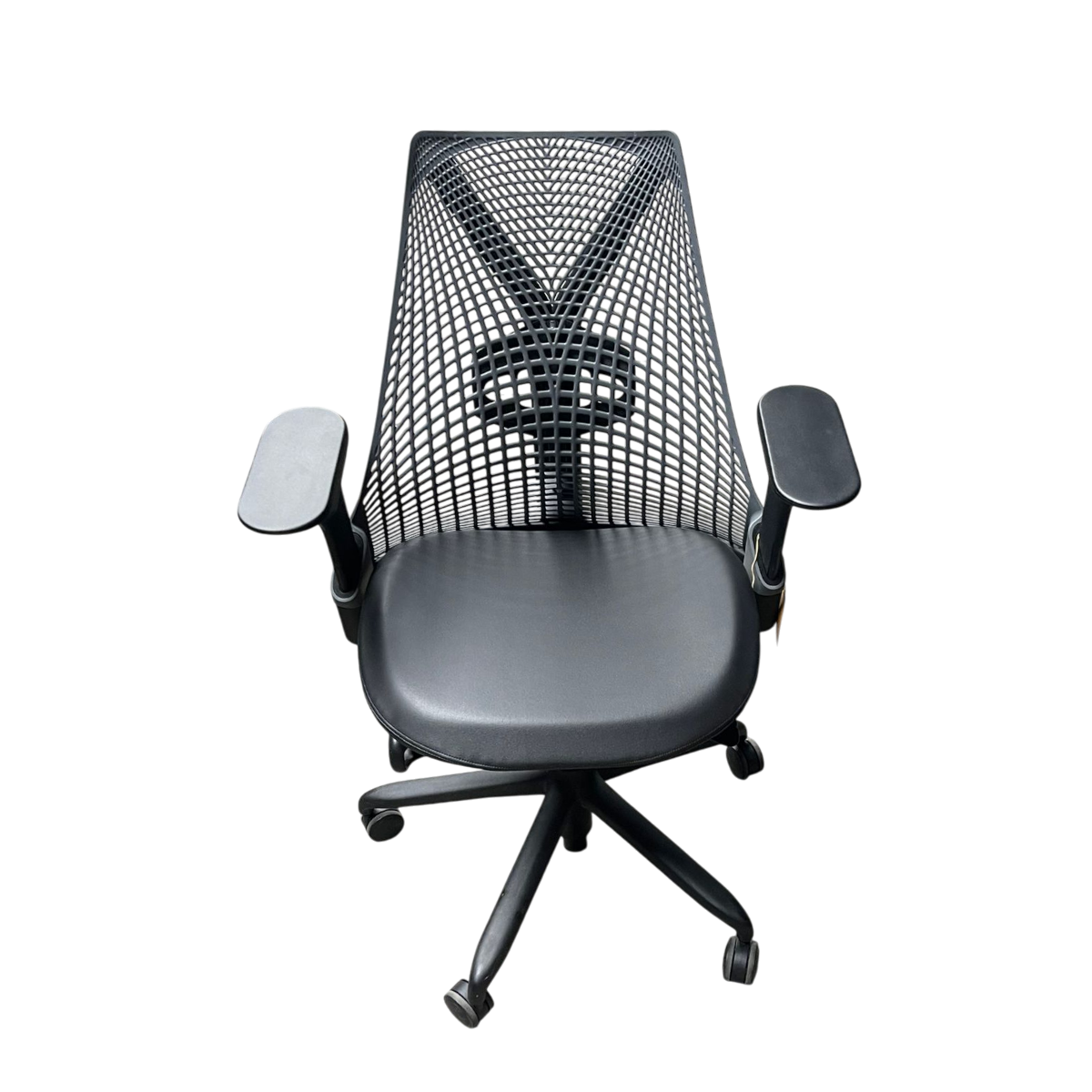 Herman Miller Sayl Bureaustoel Grijze Rug Zwart Skyleer Gebruikt - Afbeelding 3