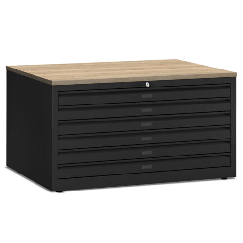 81193 25030 Tekeningladekast A1 Zwart Halifax Eiken | Kantoormeubelen Nederland