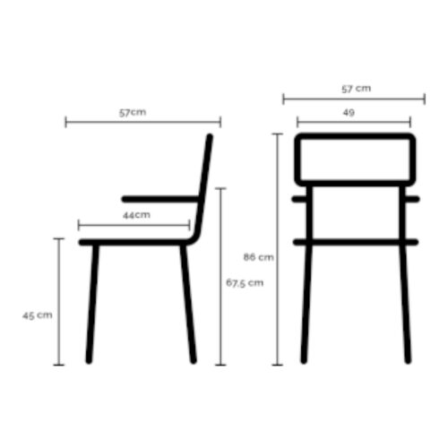 Afmetingen Mac met armleuningen | Kantoormeubelen Nederland